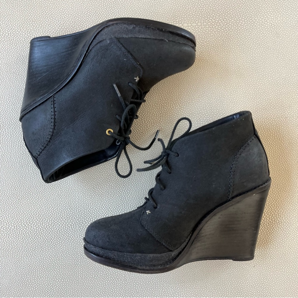 Rag & Bone Odval Leather Wedge Ankle Booties Women Size 38 EU 8 US